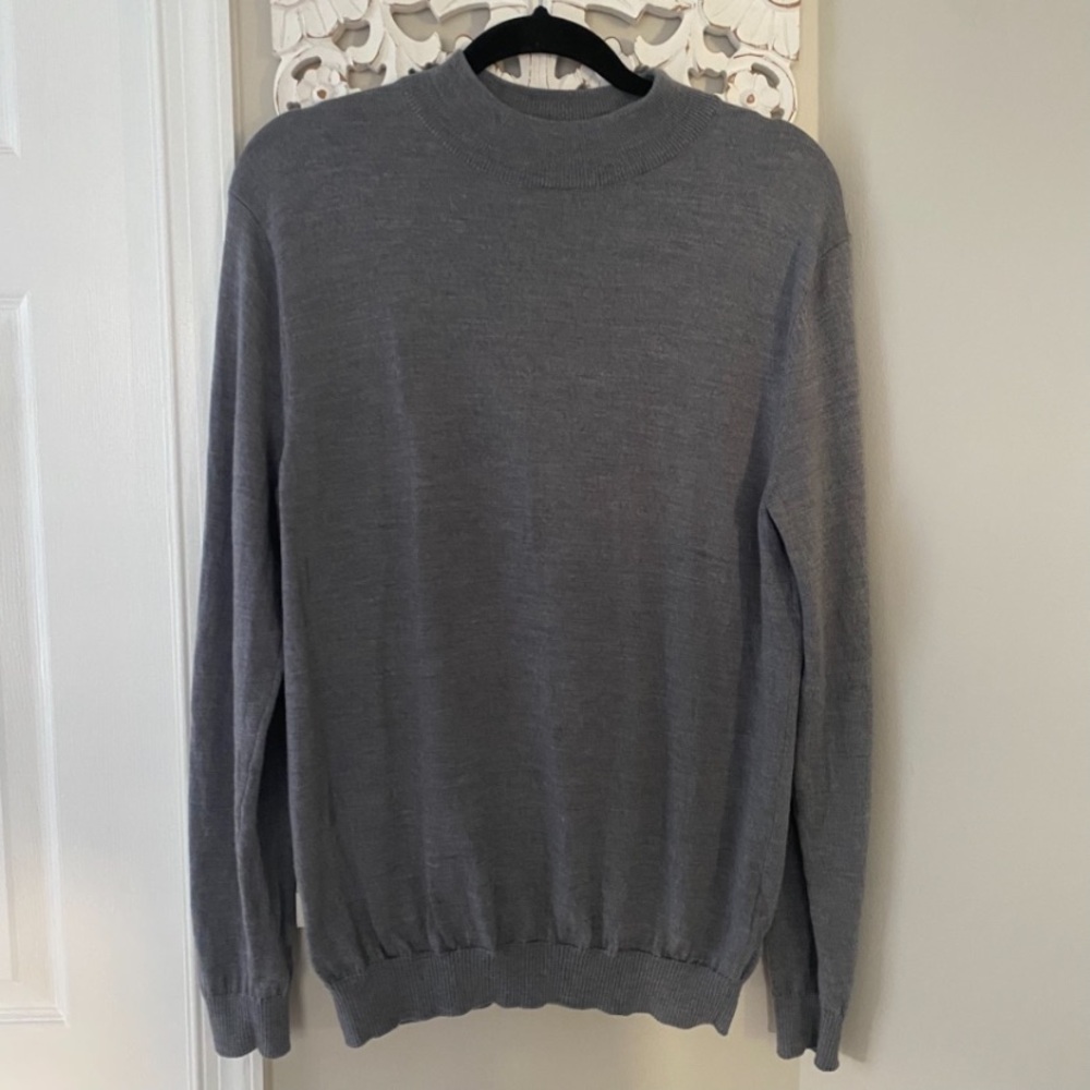 Paul James Extra Fine Merino Wool Sweater Mock Neck Luxury Career Wear Men's M